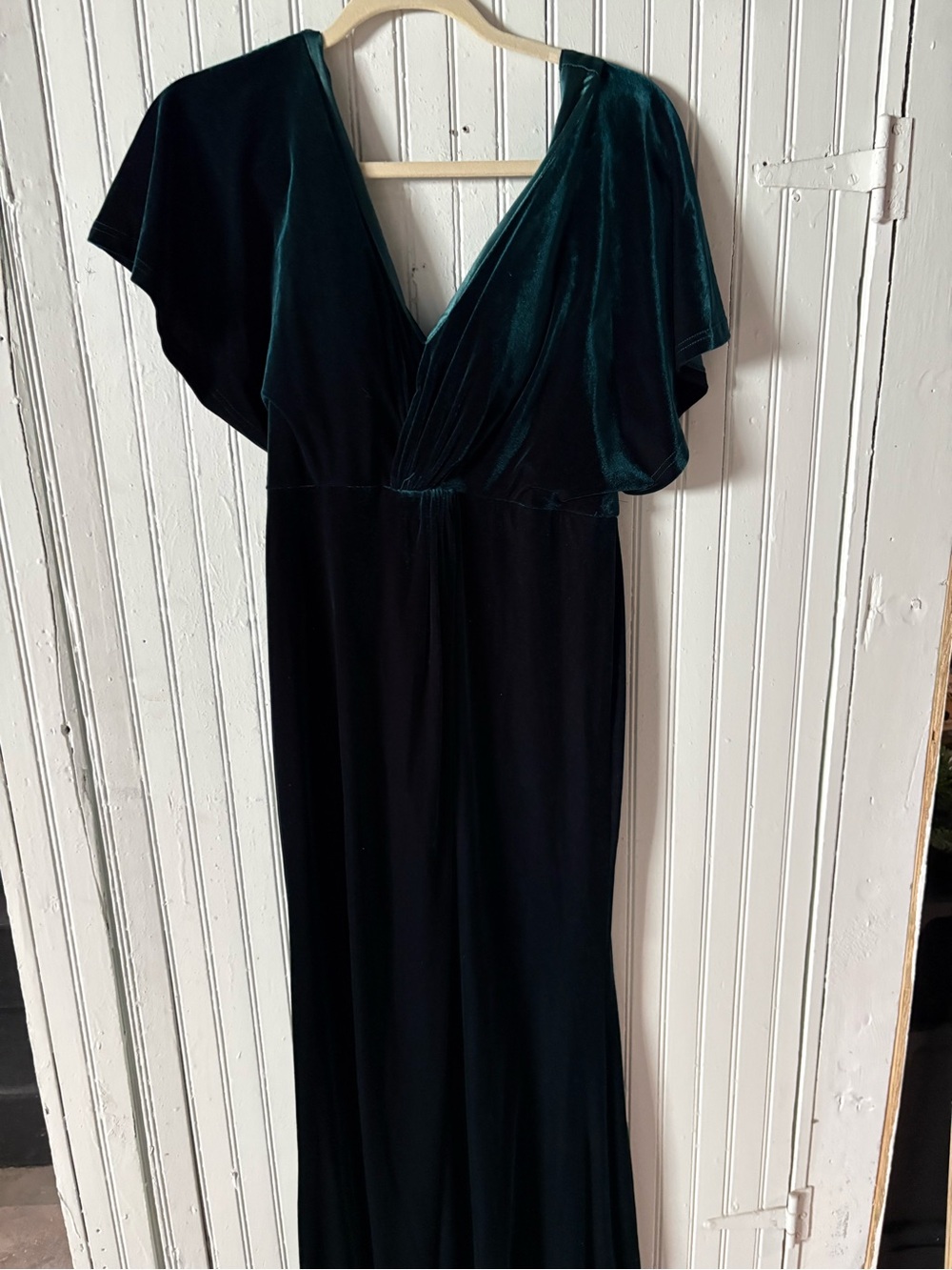 Revelry Teal Green Velvet Wrap Maxi Dress